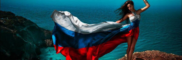 Russian Flag and Russian Girl